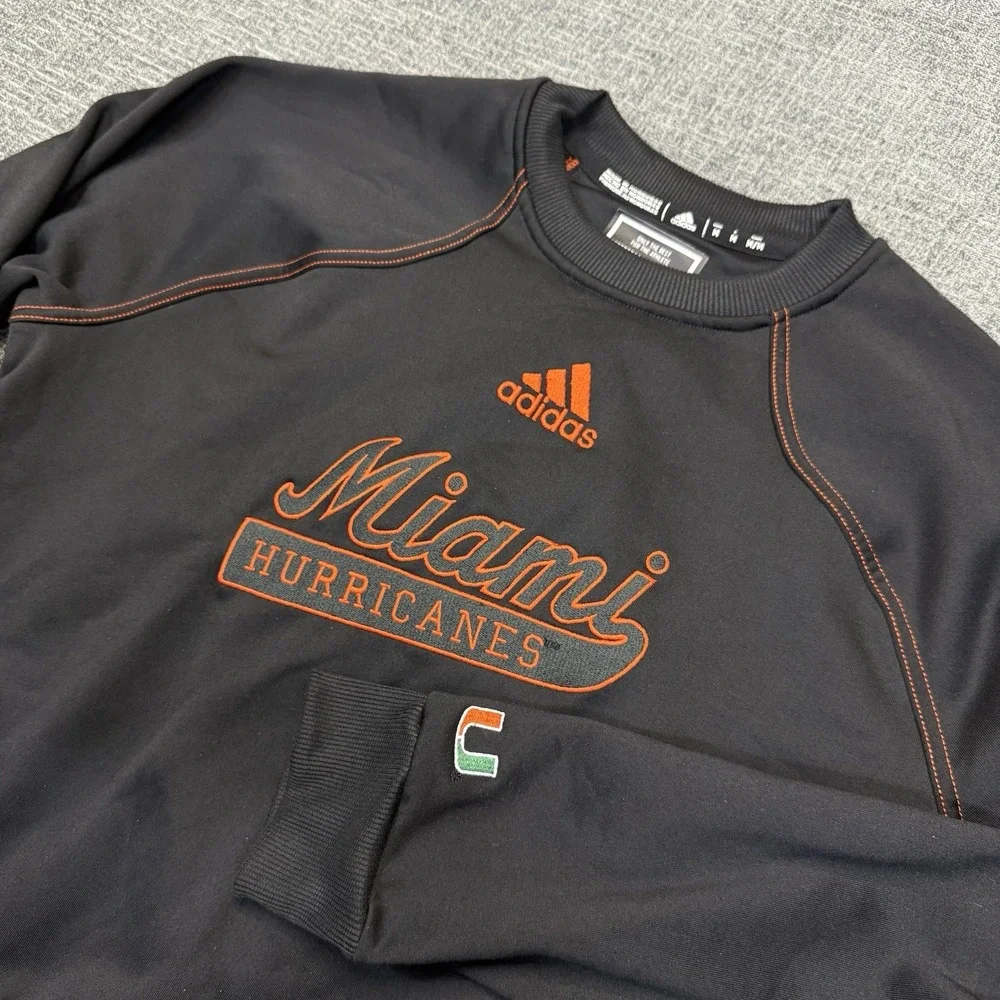 Miami Hurricanes Adidas Sweatshirt Men's M Black AEROREADY Crewneck NCAA